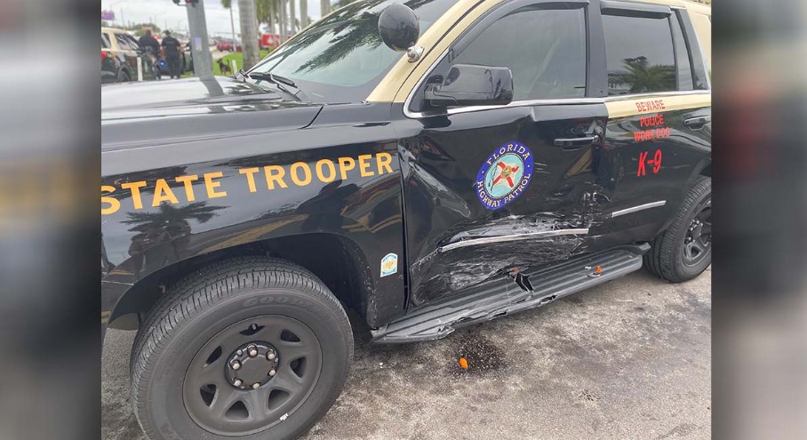 Driver Slams Into FHP Car During Traffic Stop On Veterans Expressway